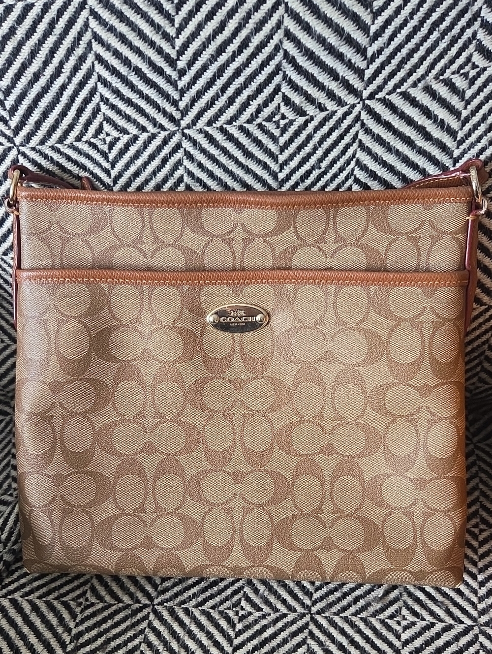 Coach Brown Signature Monogram Crossbody Bag
